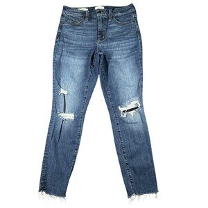 Universal Thread Jeans Womens 6 Blue High Rise Skinny Crop Distressed Raw Hem